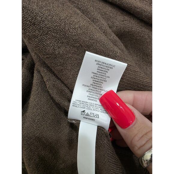 EXPRESS Mocha Brown Knit Duster Sweater Cardigan Skirt, and Tank Wool Small 3 Pc - Picture 6 of 16